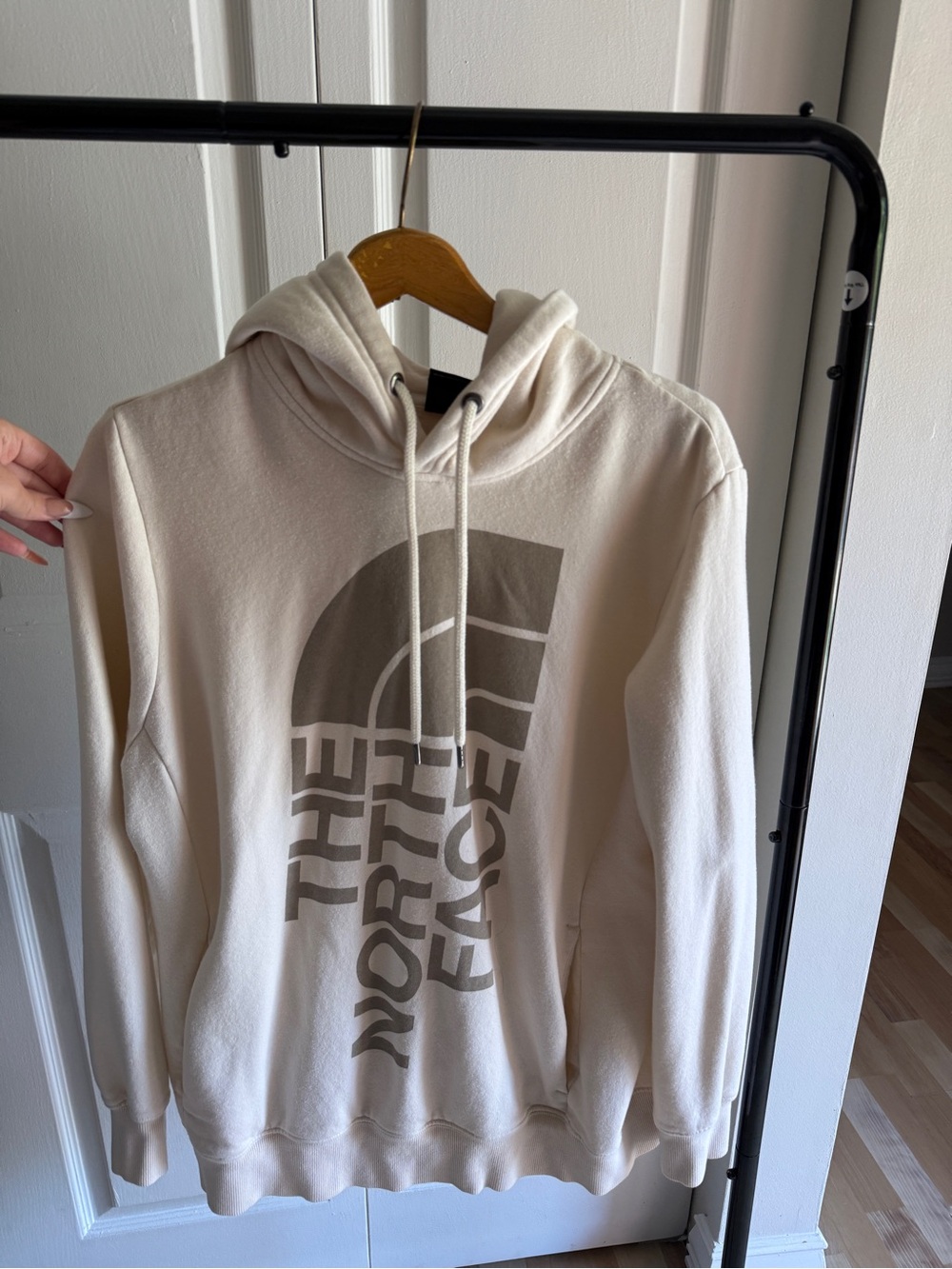 The North Face Women’s Cream Hoodie with Taupe Logo
